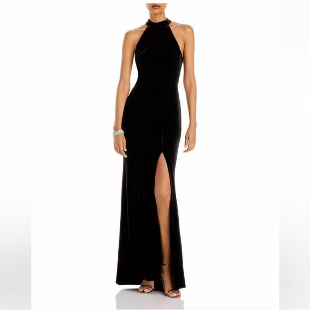 NWT retired aqua bloomingdale’s exclusive maxi dress with cut out back & slit